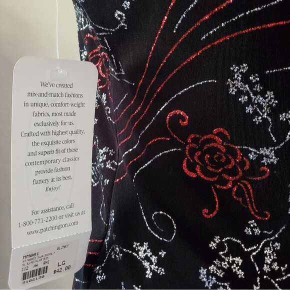 Sparkle black sliver red Cheongsam strettch top large - Picture 6 of 12